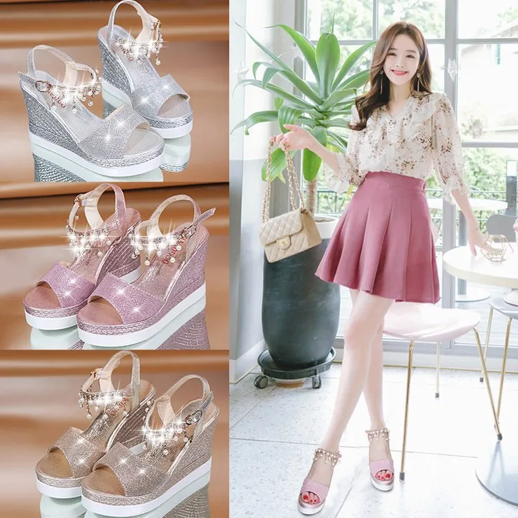 High-heeled platform sandals