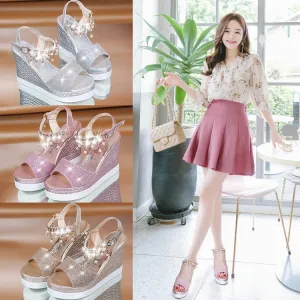 High-heeled platform sandals
