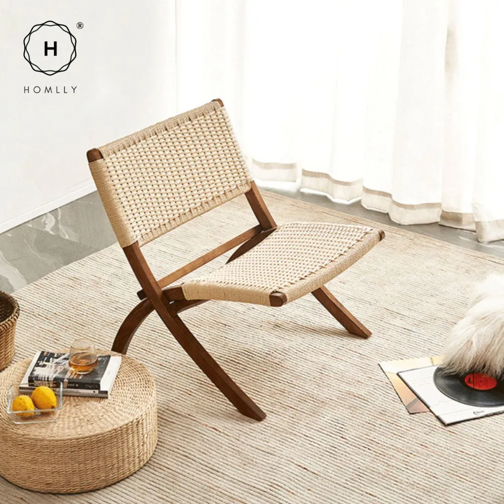 Homlly ika Rattan Woven Folding Recliner Chair