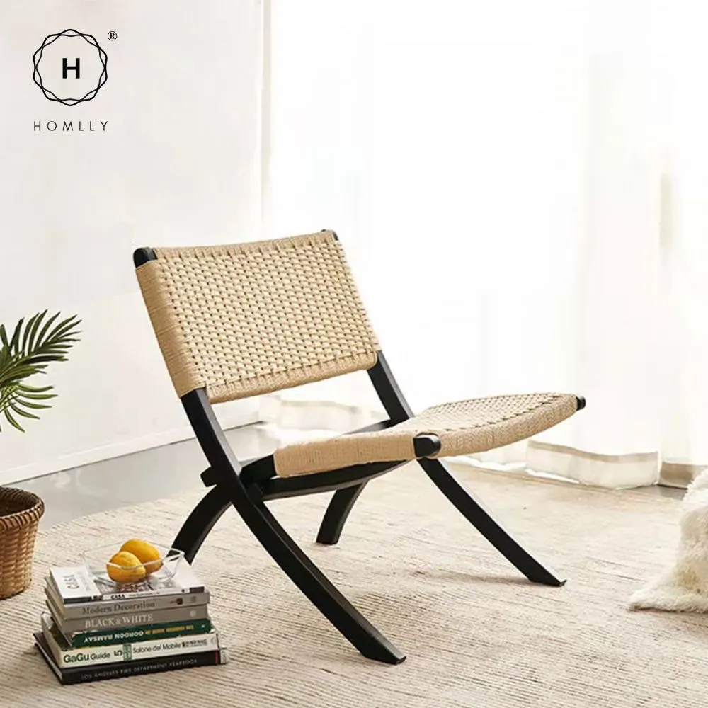 Homlly ika Rattan Woven Folding Recliner Chair