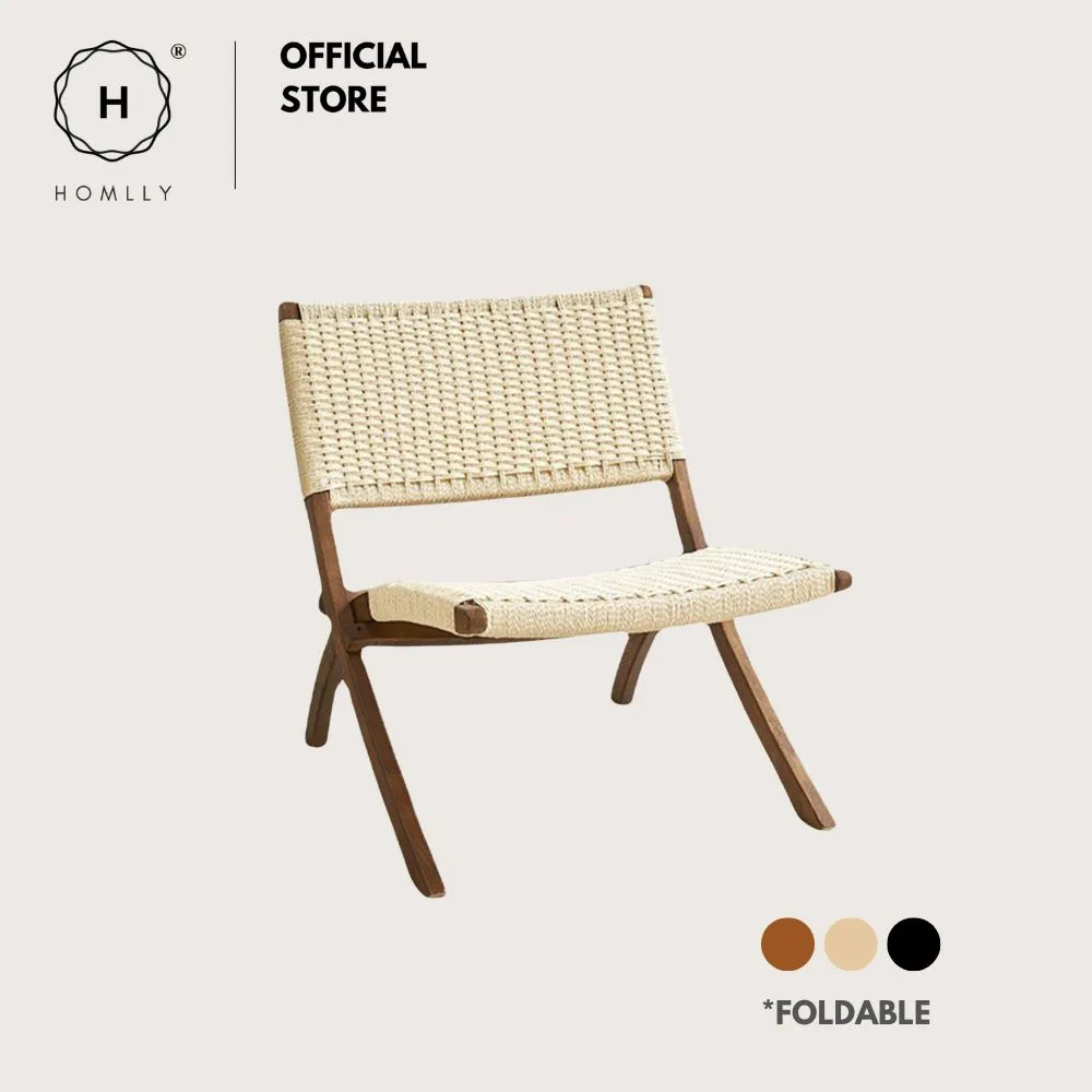 Homlly ika Rattan Woven Folding Recliner Chair