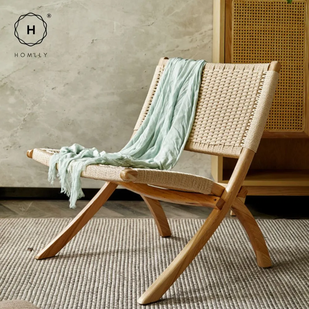 Homlly ika Rattan Woven Folding Recliner Chair