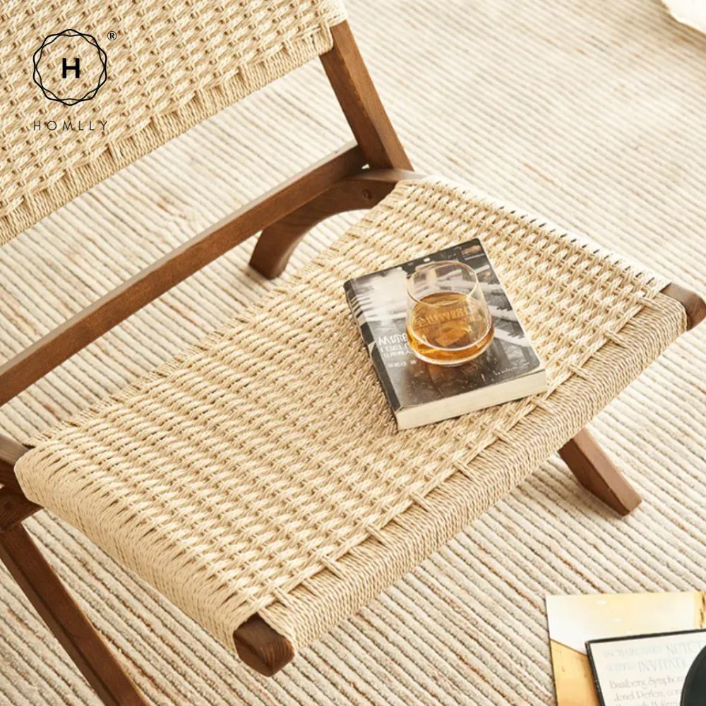 Homlly ika Rattan Woven Folding Recliner Chair