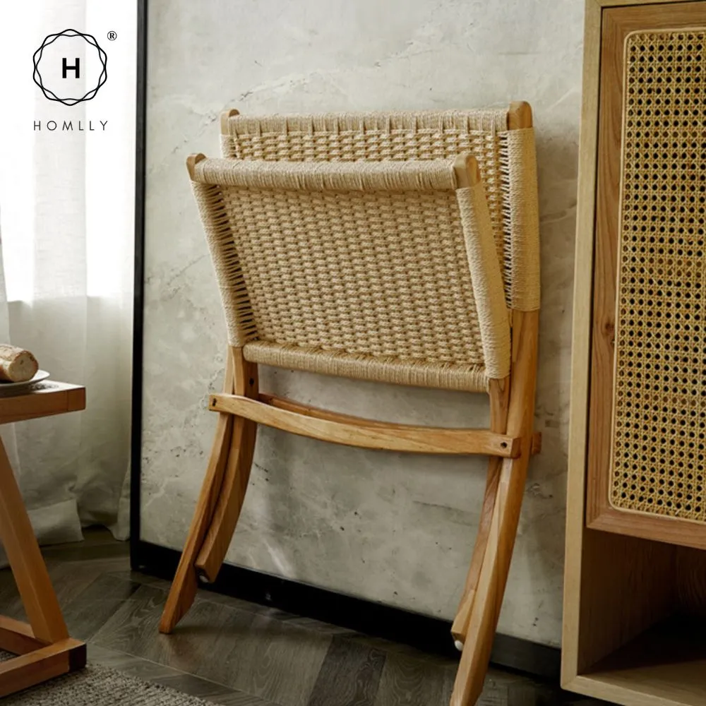 Homlly ika Rattan Woven Folding Recliner Chair