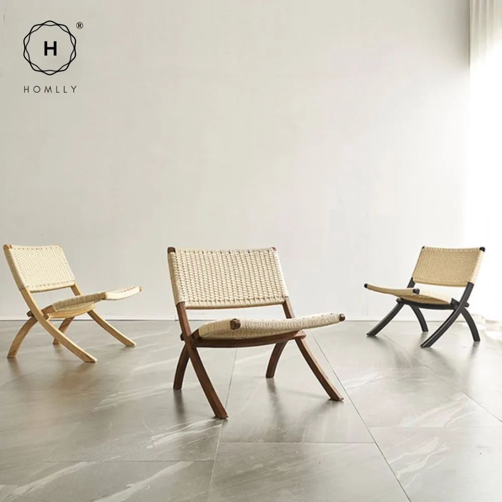 Homlly ika Rattan Woven Folding Recliner Chair