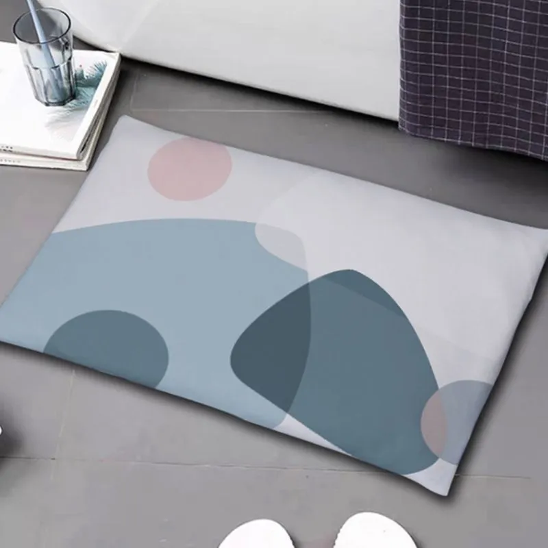 Homlly Soft Diatomite Floor Bath Mat with Washable Cover (Design)