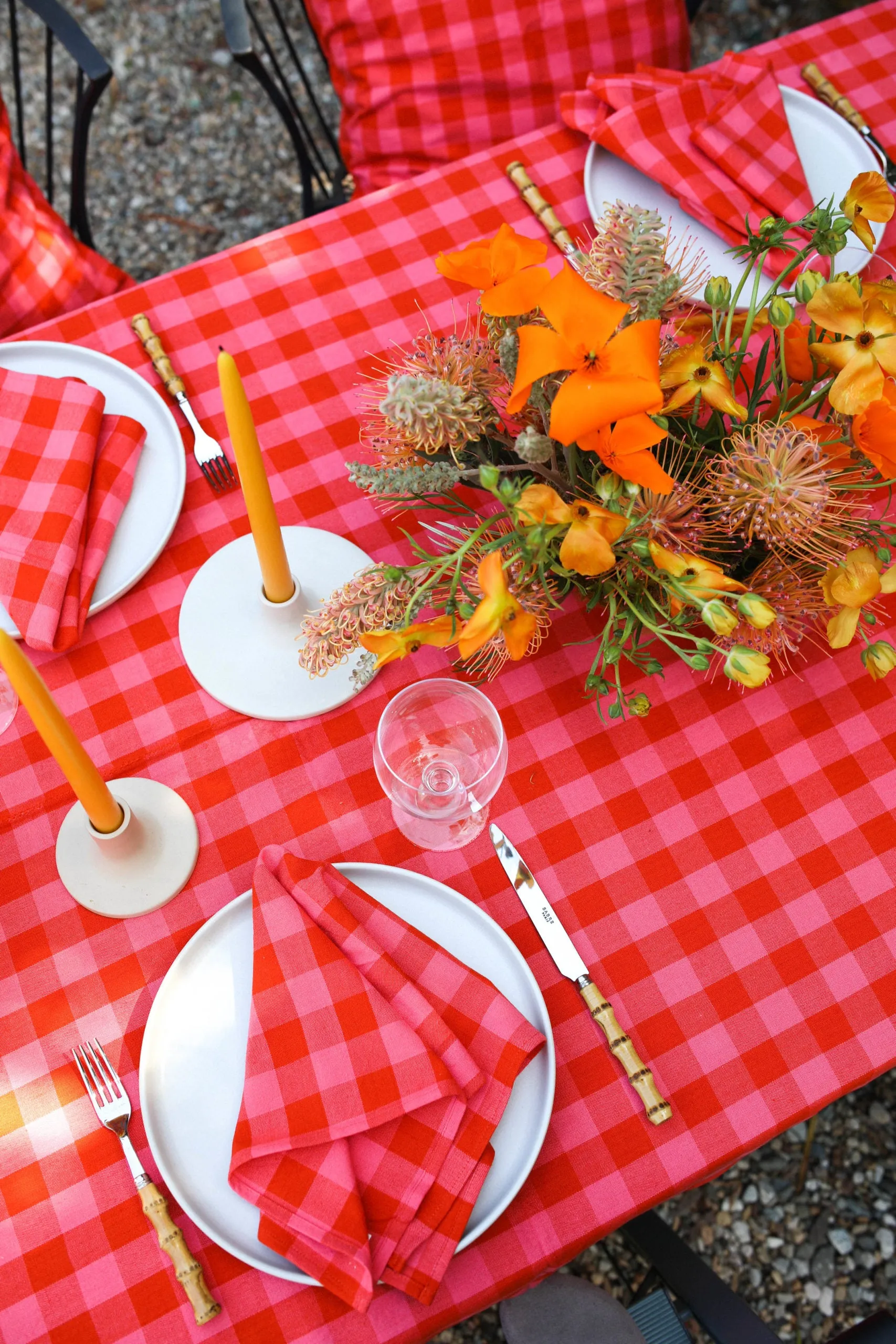 HTH Woven Tablecloth- Gingham Guava- SMALL