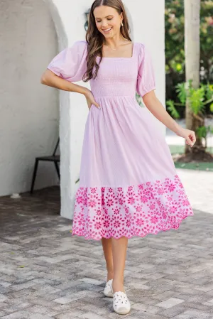In Good Form Pink Striped Midi Dress