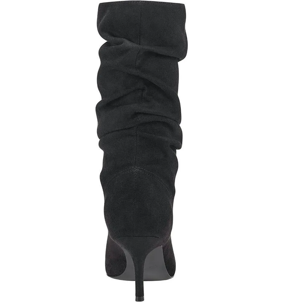 Manya Black Slouchy Heeled Booties