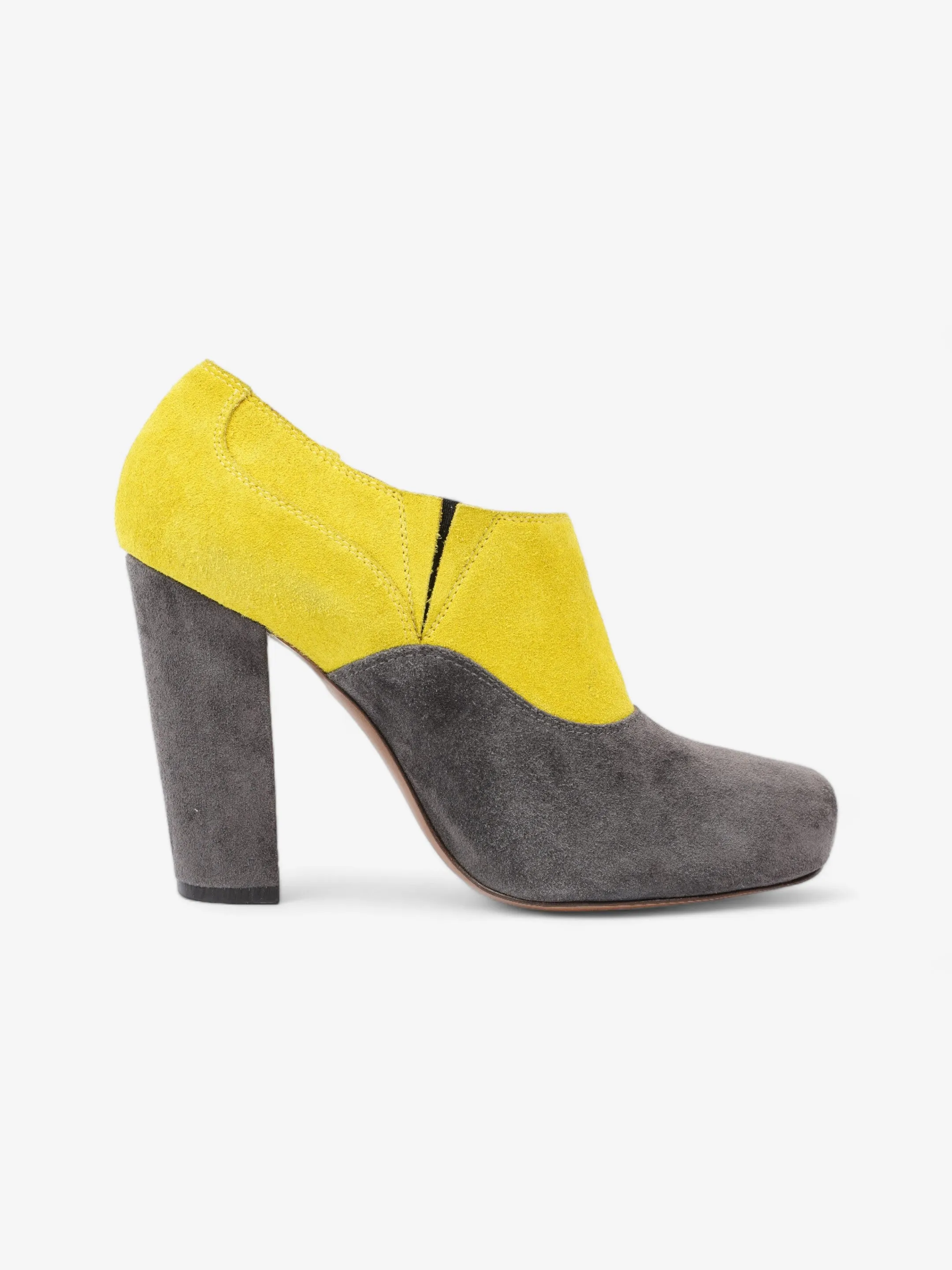 Marni Two Tone Heeled Booties 85mm Grey / Yellow Suede EU 39 UK 6