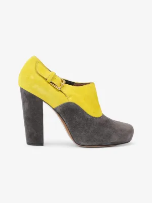 Marni Two Tone Heeled Booties 85mm Grey / Yellow Suede EU 39 UK 6