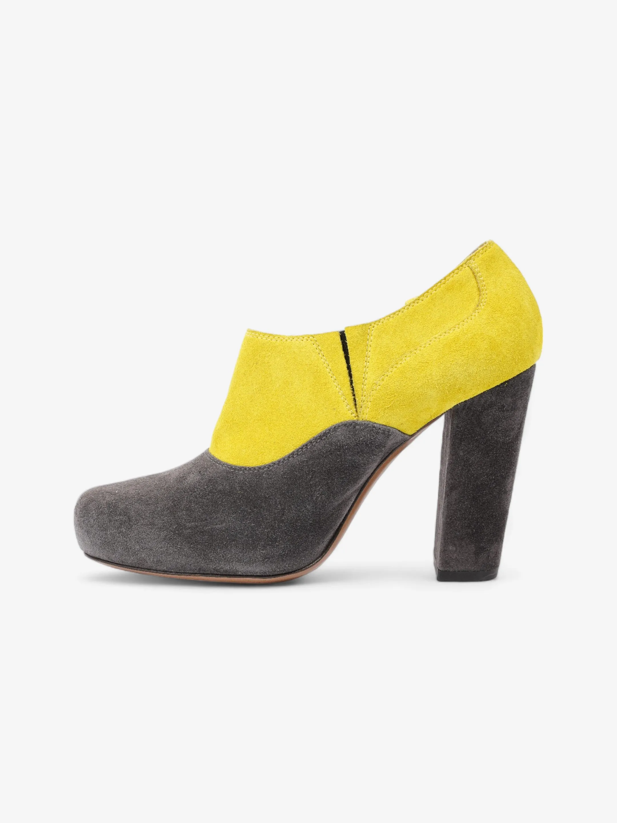 Marni Two Tone Heeled Booties 85mm Grey / Yellow Suede EU 39 UK 6