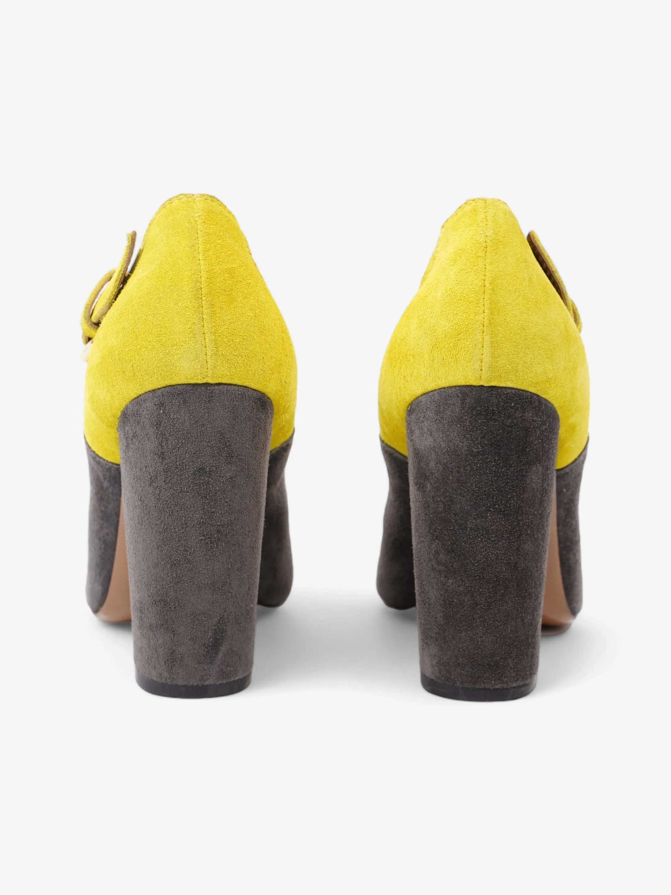 Marni Two Tone Heeled Booties 85mm Grey / Yellow Suede EU 39 UK 6