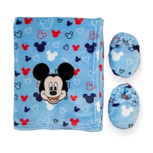 MICKEY BOYS FLANNEL BLANKET W/BOOTIES GIFT SET