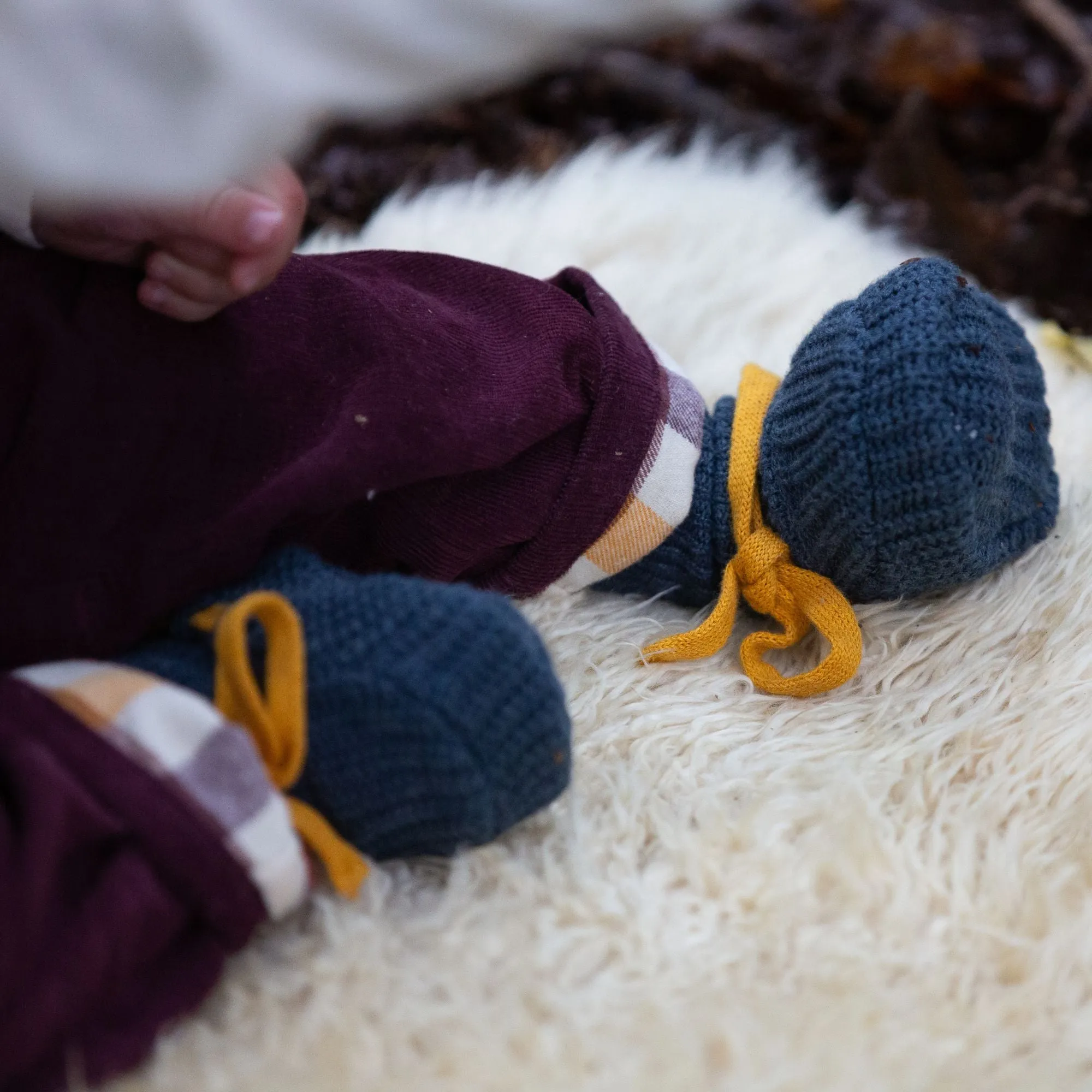 Midnight Blue Knitted Baby Booties