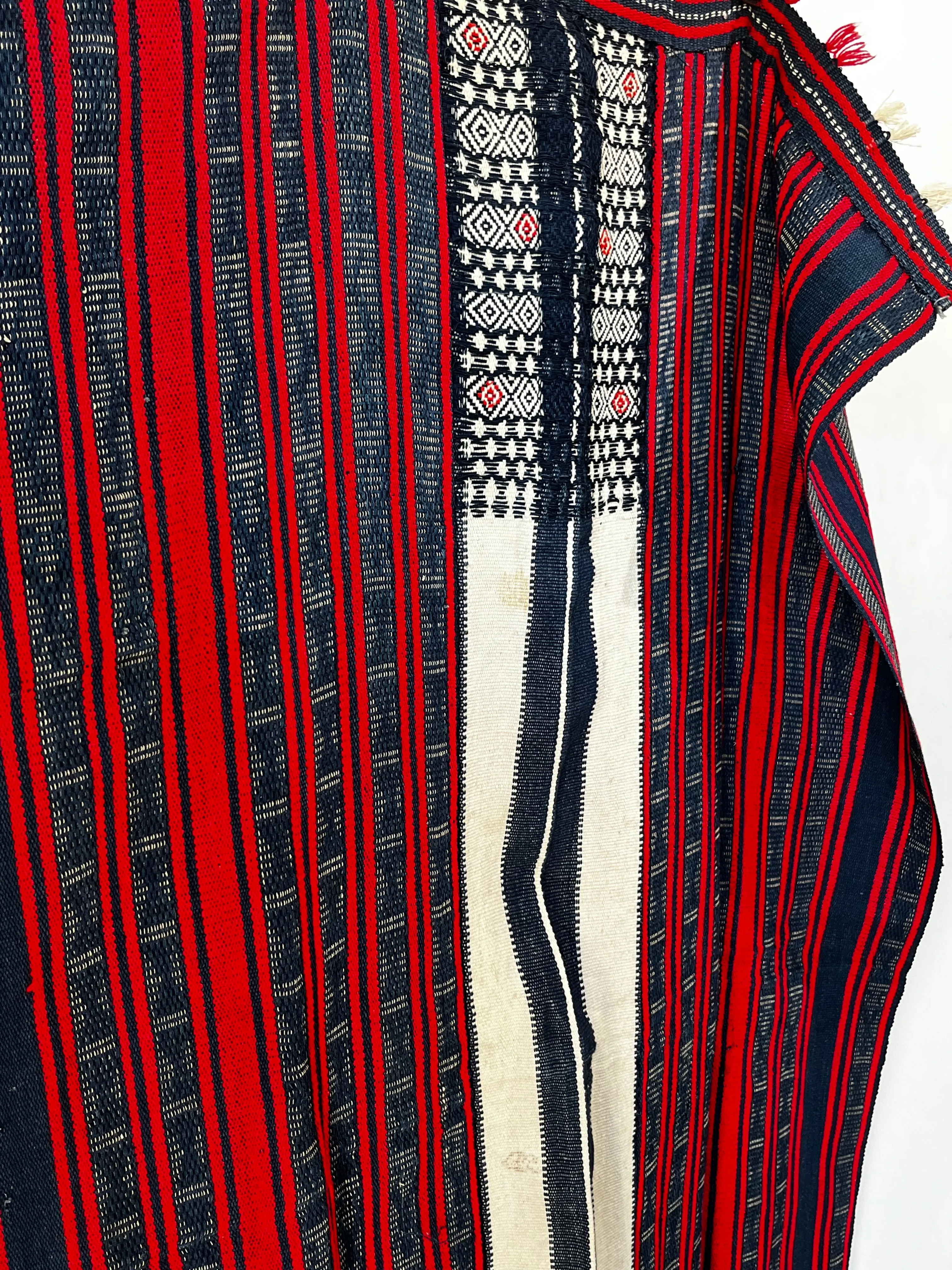Navy, Red and White Woven Tapestry Table