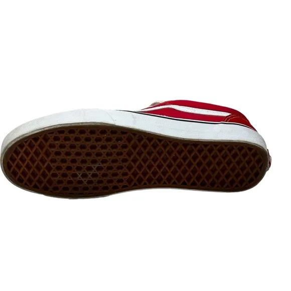 New Men’s Van’s Lace Up Red &amp; White Sneakers Leather, Suede&amp; Canvas Size 10