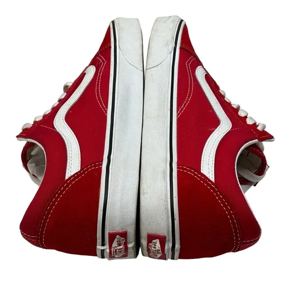 New Men’s Van’s Lace Up Red &amp; White Sneakers Leather, Suede&amp; Canvas Size 10