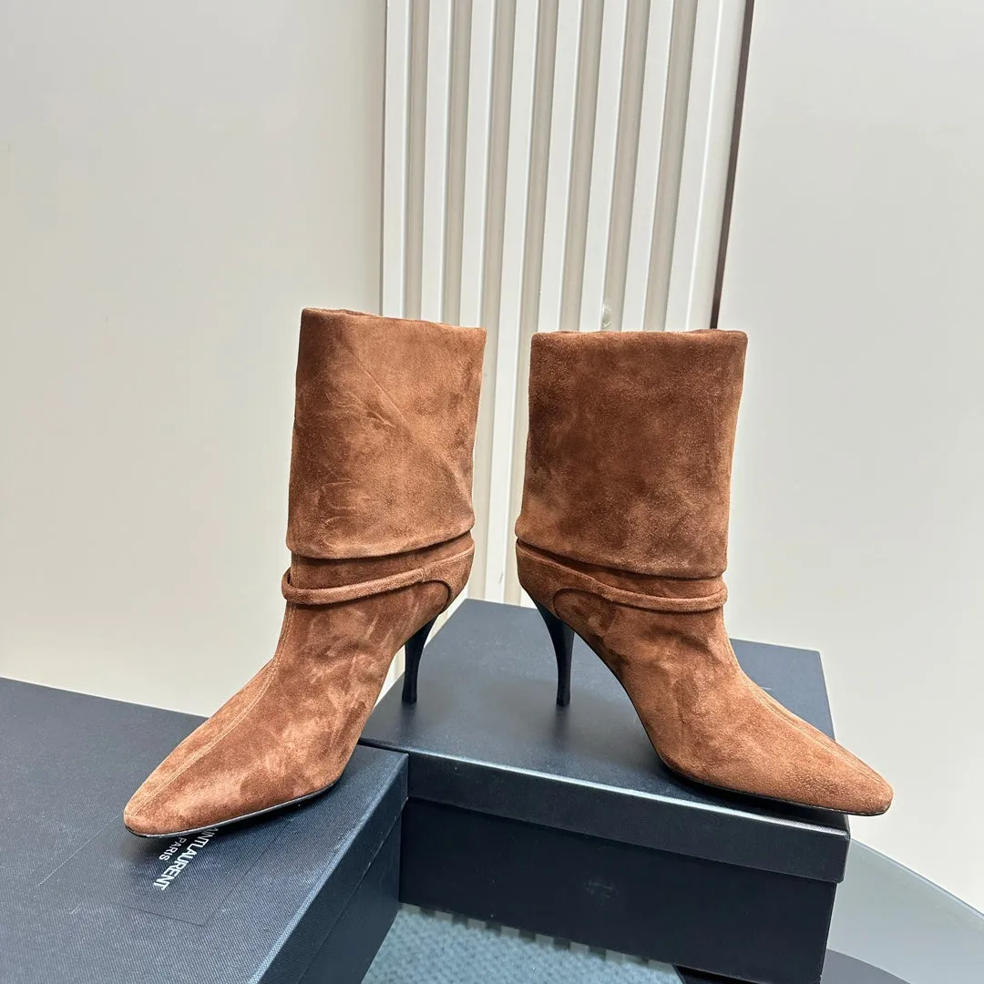 NIKI BOOTIES IN ASH BROWN SUEDE