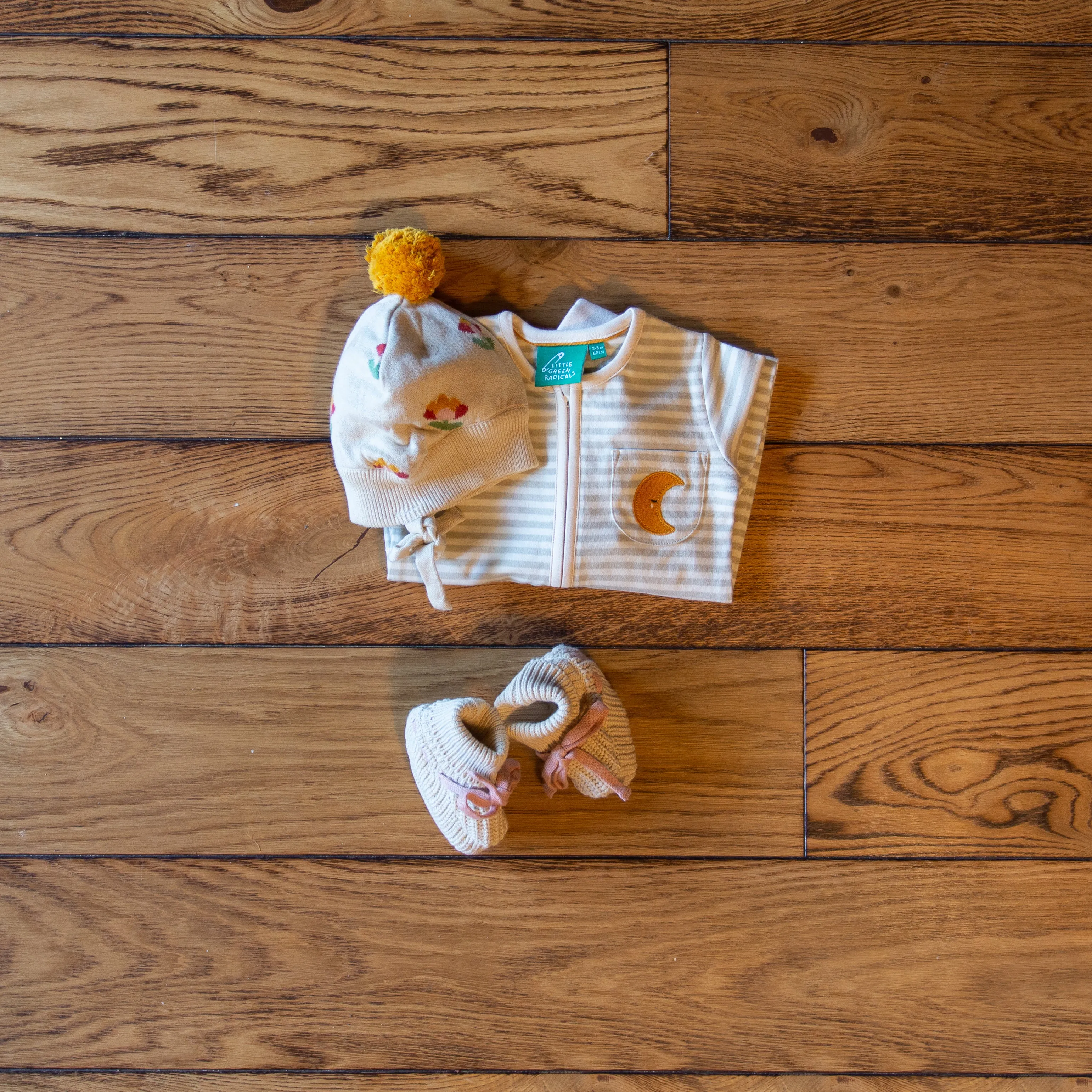 Oatmeal Knitted Baby Booties