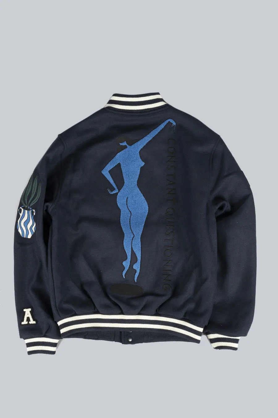 PARRA RUN SIT & BIKE VARSITY JACKET NAVY BLUE