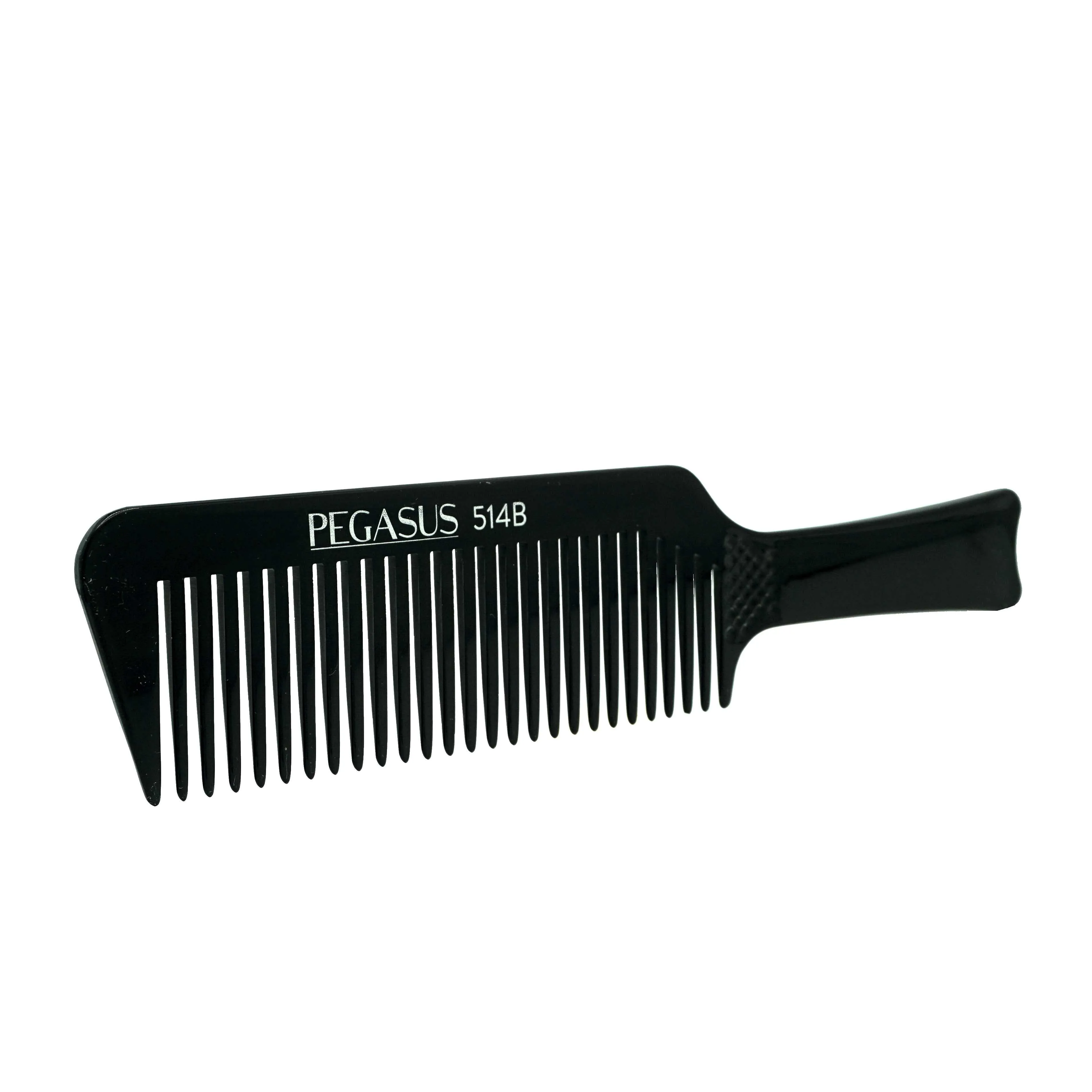 Pegasus 514B, 8.75in Hard Rubber Flattop Butch Comb, Handmade, Seamless, Smooth Edges, Anti Static, Heat and Chemically Resistant Comb | Peines de goma dura - Black
