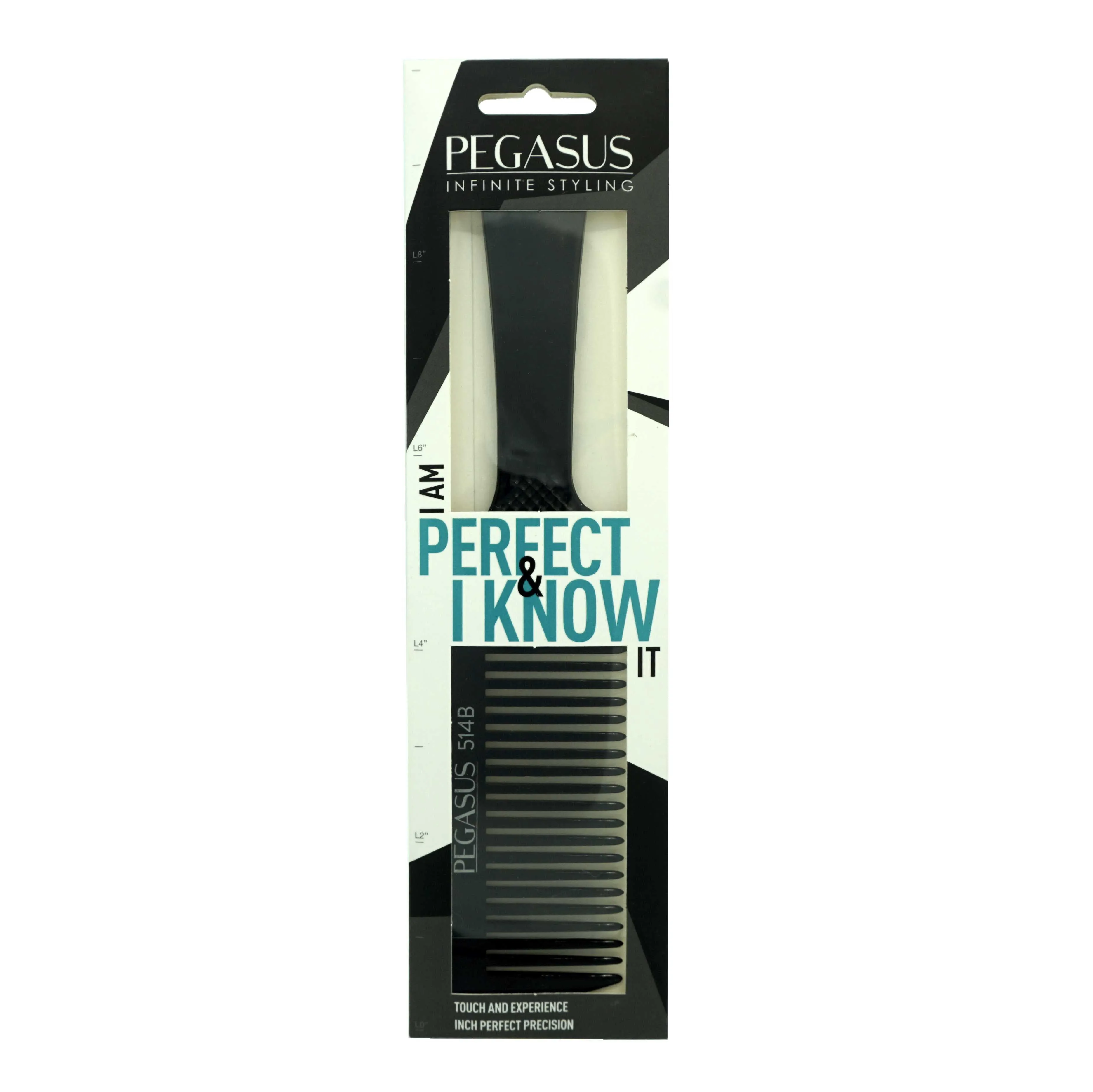 Pegasus 514B, 8.75in Hard Rubber Flattop Butch Comb, Handmade, Seamless, Smooth Edges, Anti Static, Heat and Chemically Resistant Comb | Peines de goma dura - Black
