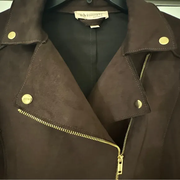 Philosophy by REPUBLIC CLOTHING Faux Leather Suede Brown Jacket Small