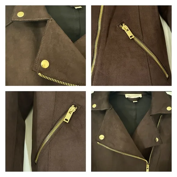 Philosophy by REPUBLIC CLOTHING Faux Leather Suede Brown Jacket Small