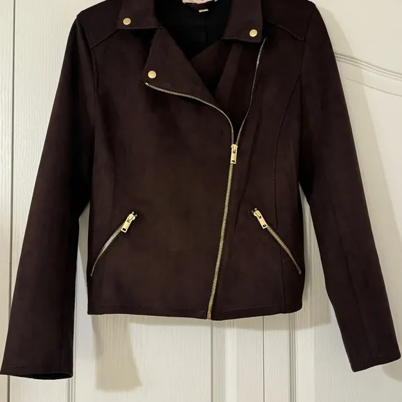Philosophy by REPUBLIC CLOTHING Faux Leather Suede Brown Jacket Small