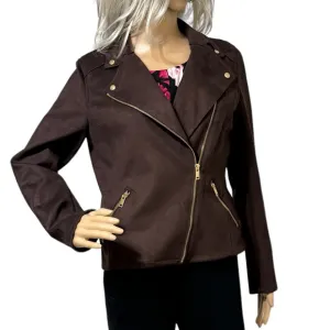 Philosophy by REPUBLIC CLOTHING Faux Leather Suede Brown Jacket Small
