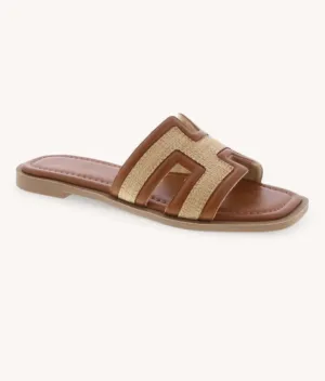 Raffia Cut Out Tan Sandal