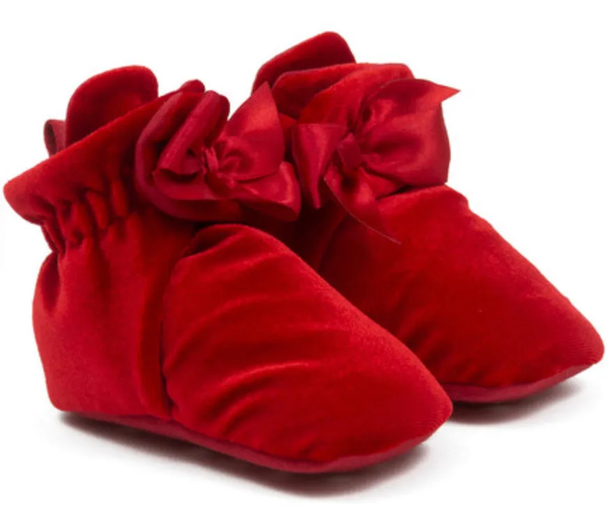 Robeez - Snap Bootie - Holiday Bow - Red Velvet