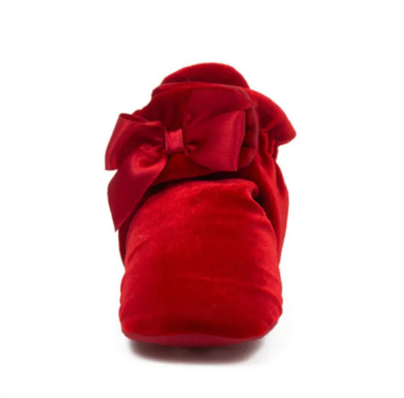 Robeez - Snap Bootie - Holiday Bow - Red Velvet