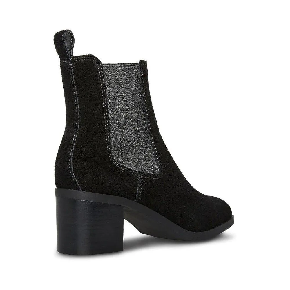 Rockwell Black Suede Heeled Chelsea Booties