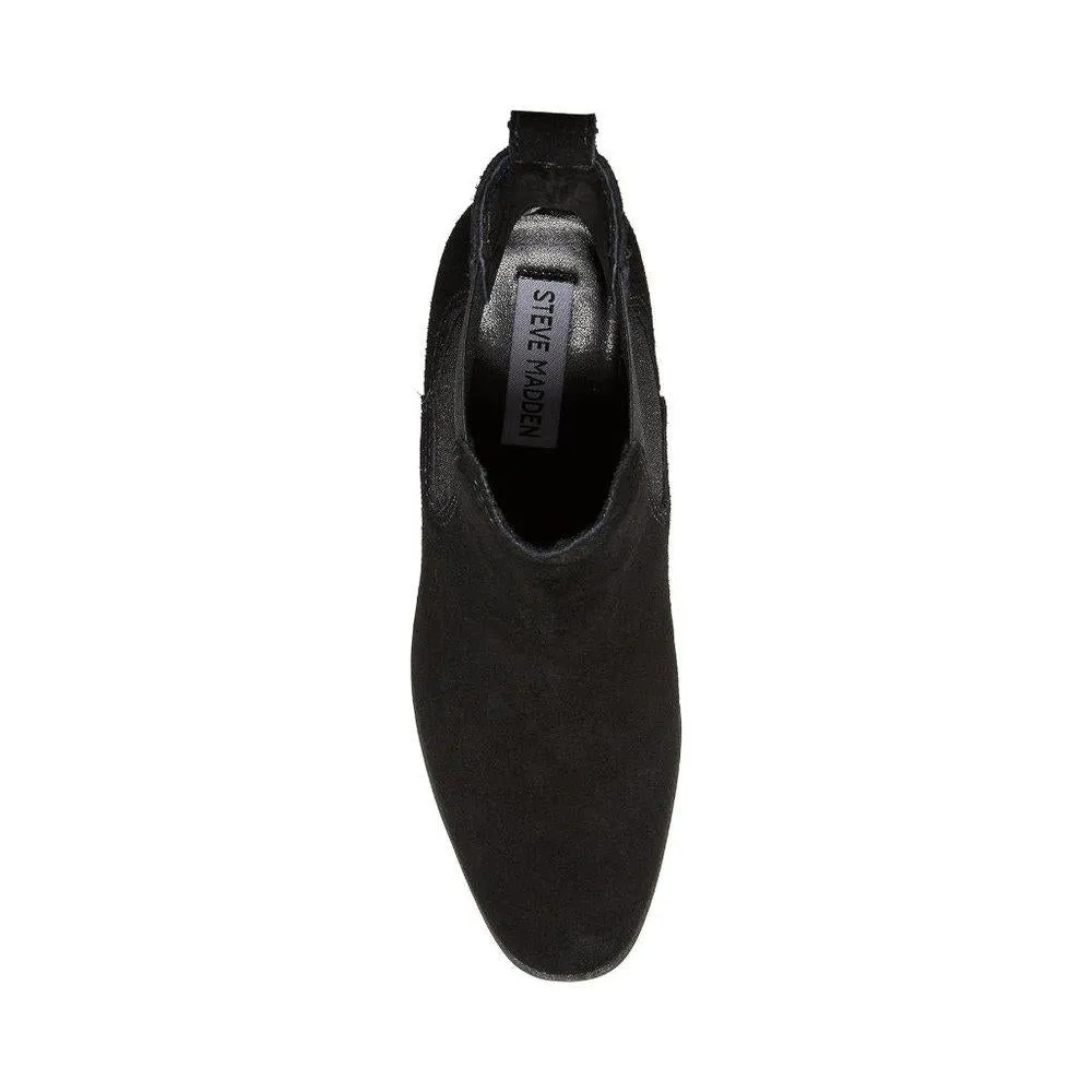 Rockwell Black Suede Heeled Chelsea Booties