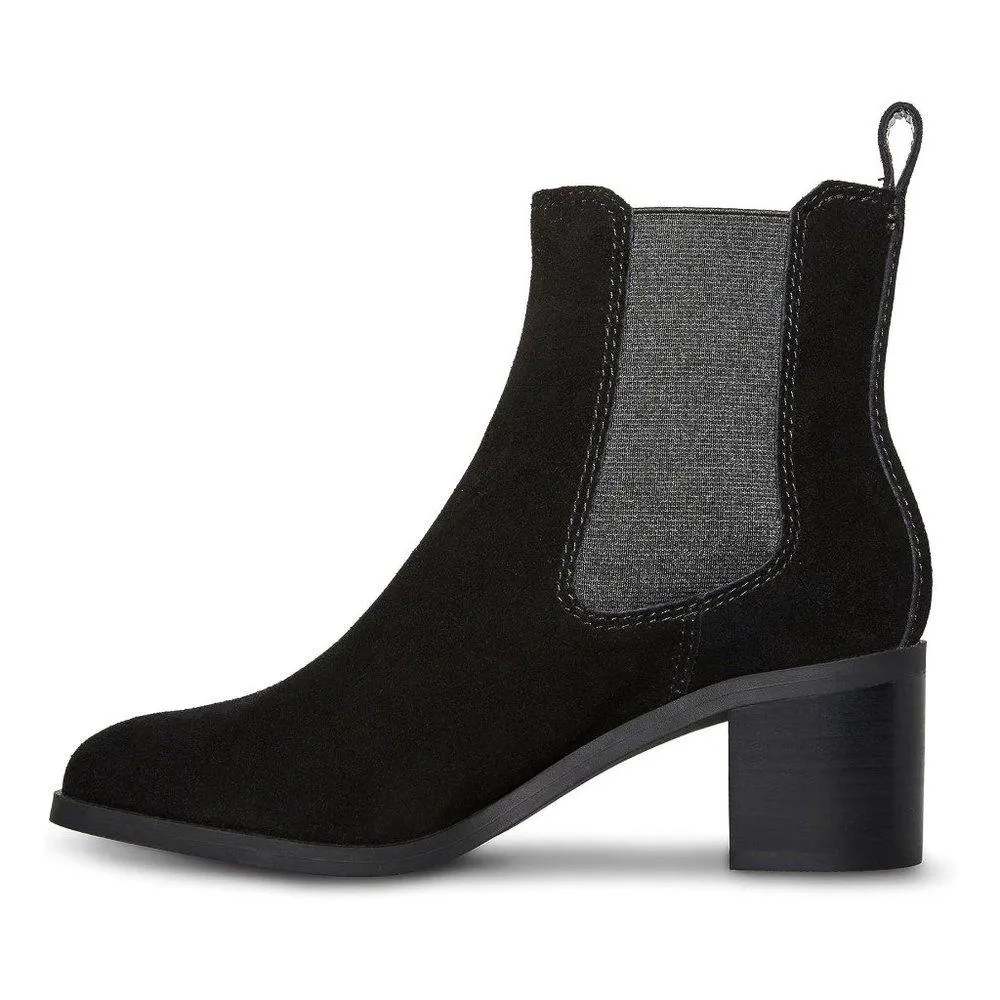 Rockwell Black Suede Heeled Chelsea Booties