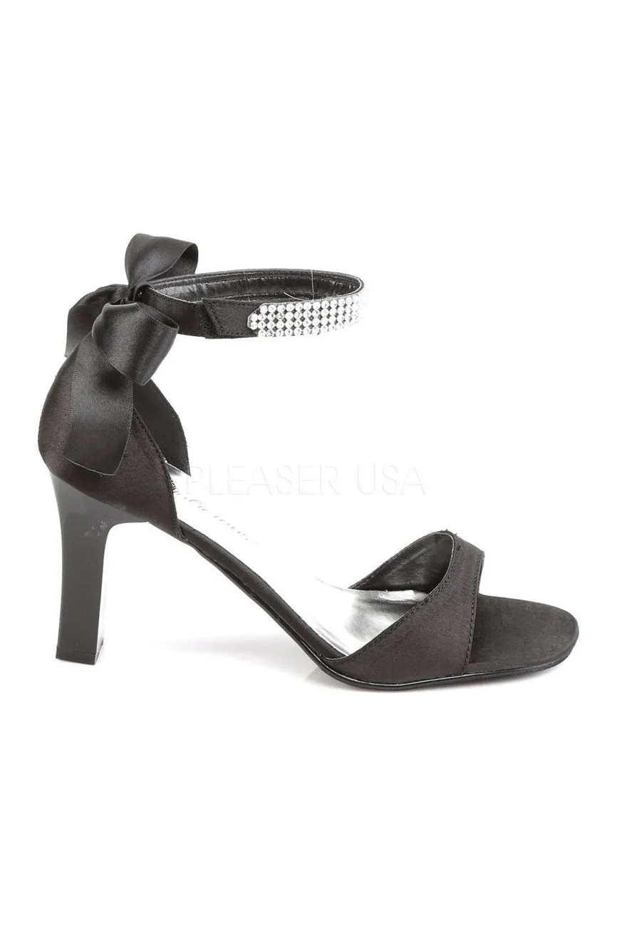 ROMANCE-372 Sandal | Black Genuine Satin