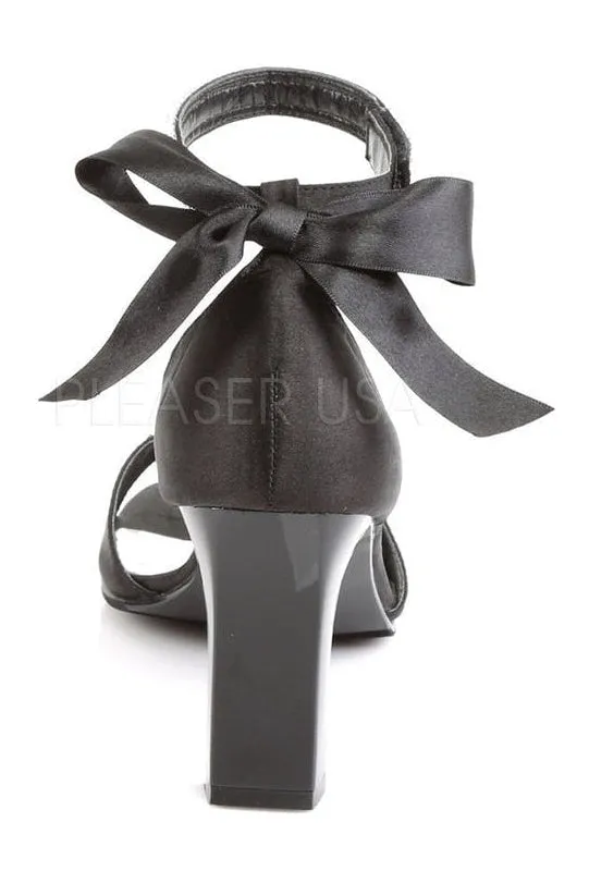 ROMANCE-372 Sandal | Black Genuine Satin