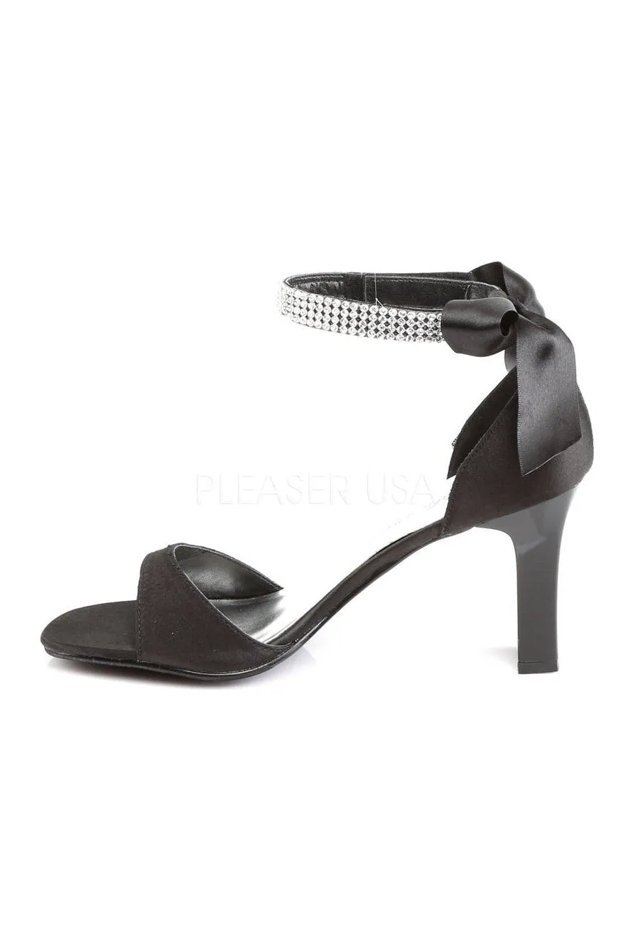 ROMANCE-372 Sandal | Black Genuine Satin
