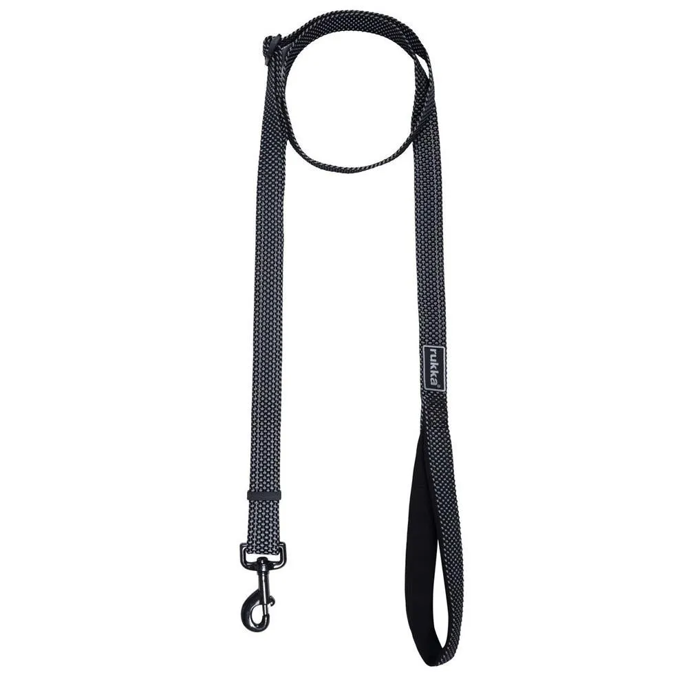 Rukka Pets Star Adjustable Reflective Padded Handle Dog Leash Hot Black