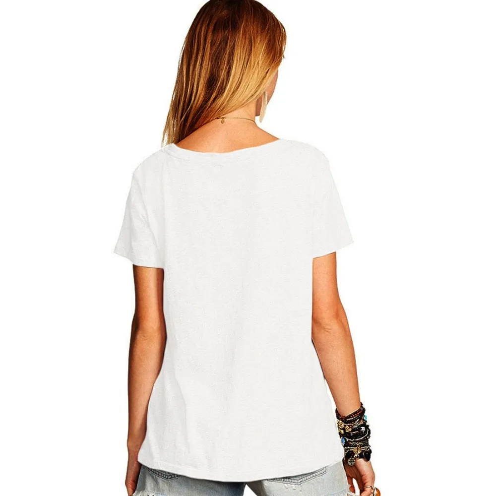 Short Sleeve Flower Skull Printed T Shirt Tops