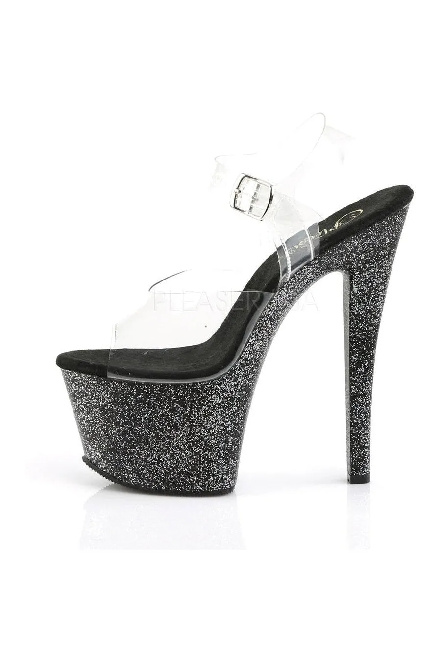 SKY-308MG Platform Sandal  | Black Vinyl