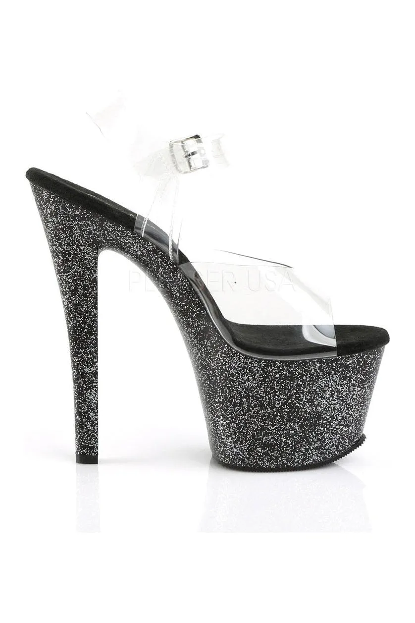 SKY-308MG Platform Sandal  | Black Vinyl