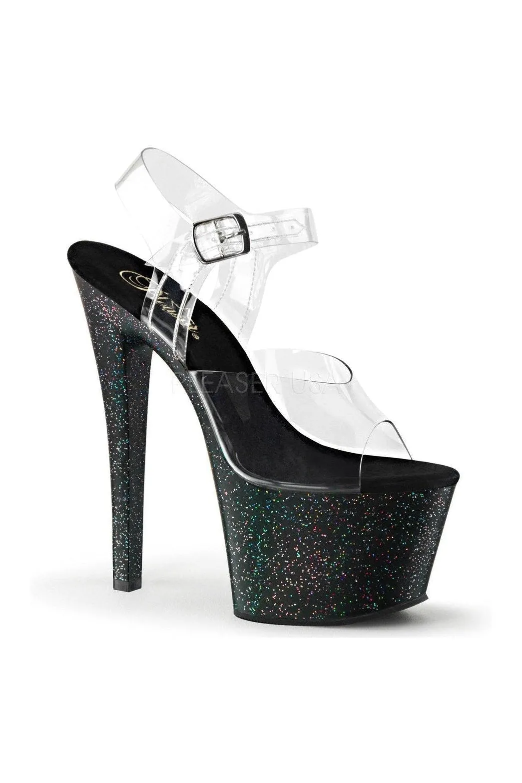 SKY-308MG Platform Sandal  | Black Vinyl