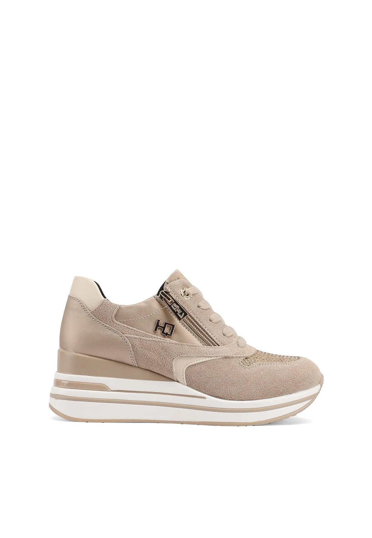 Sneakers in vera pelle con platform QH8013