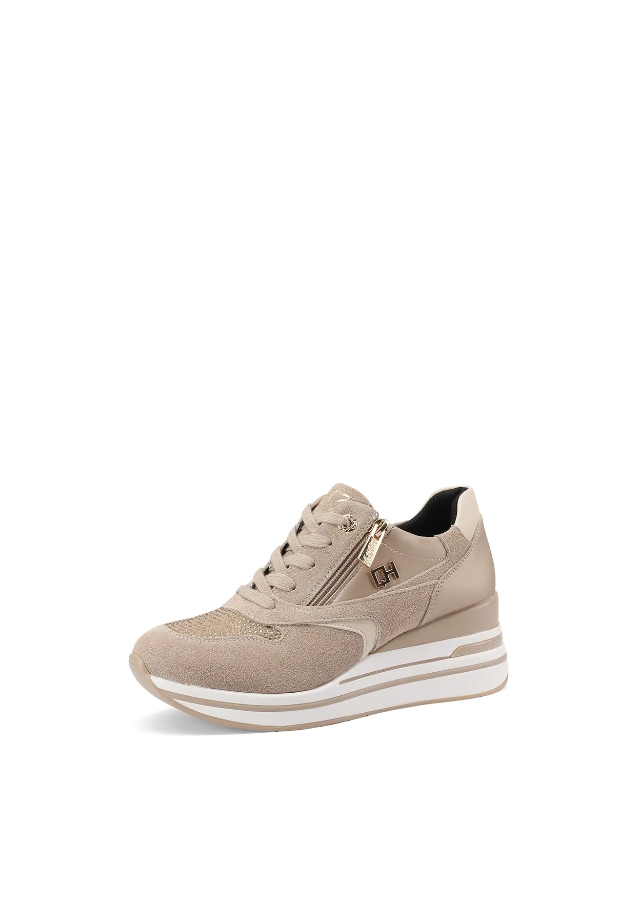 Sneakers in vera pelle con platform QH8013