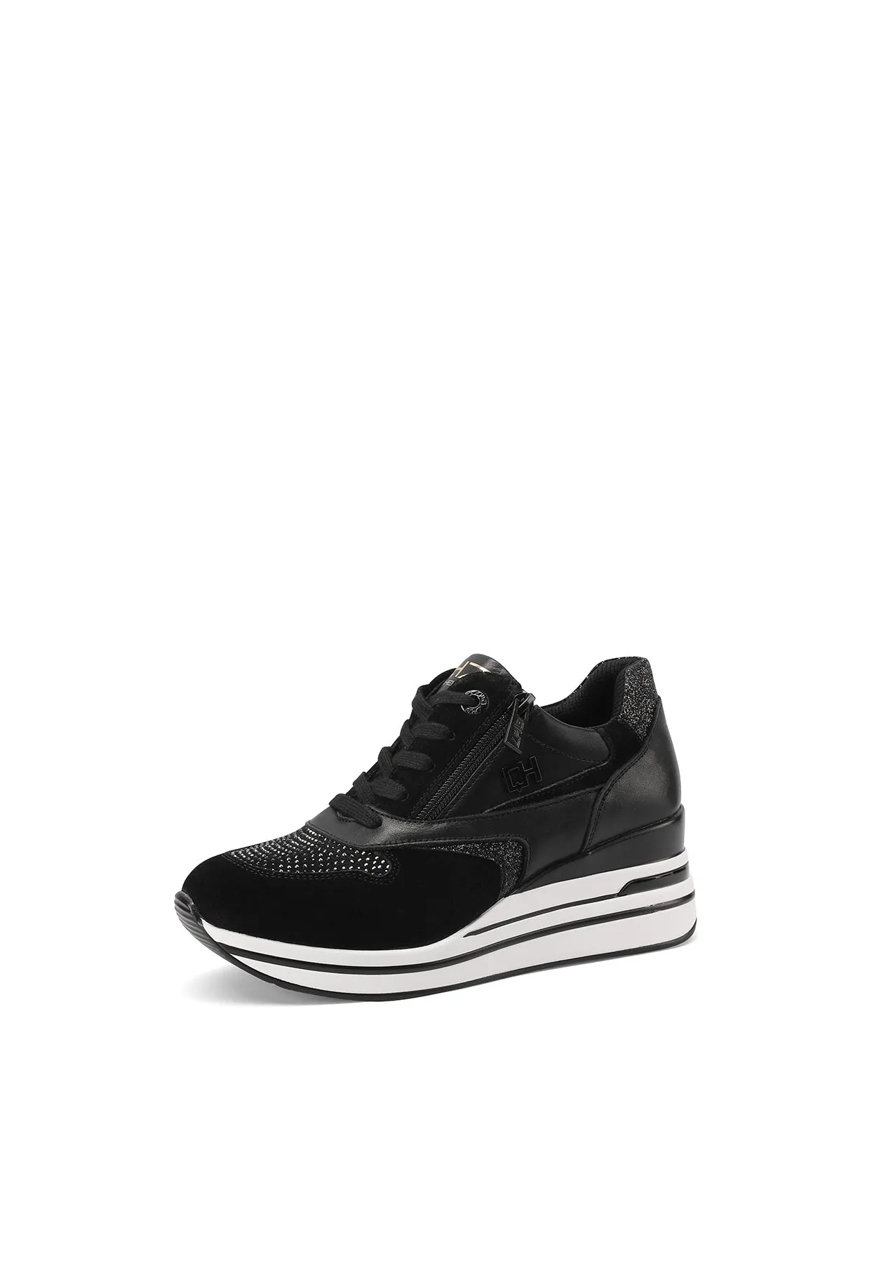 Sneakers in vera pelle con platform QH8013