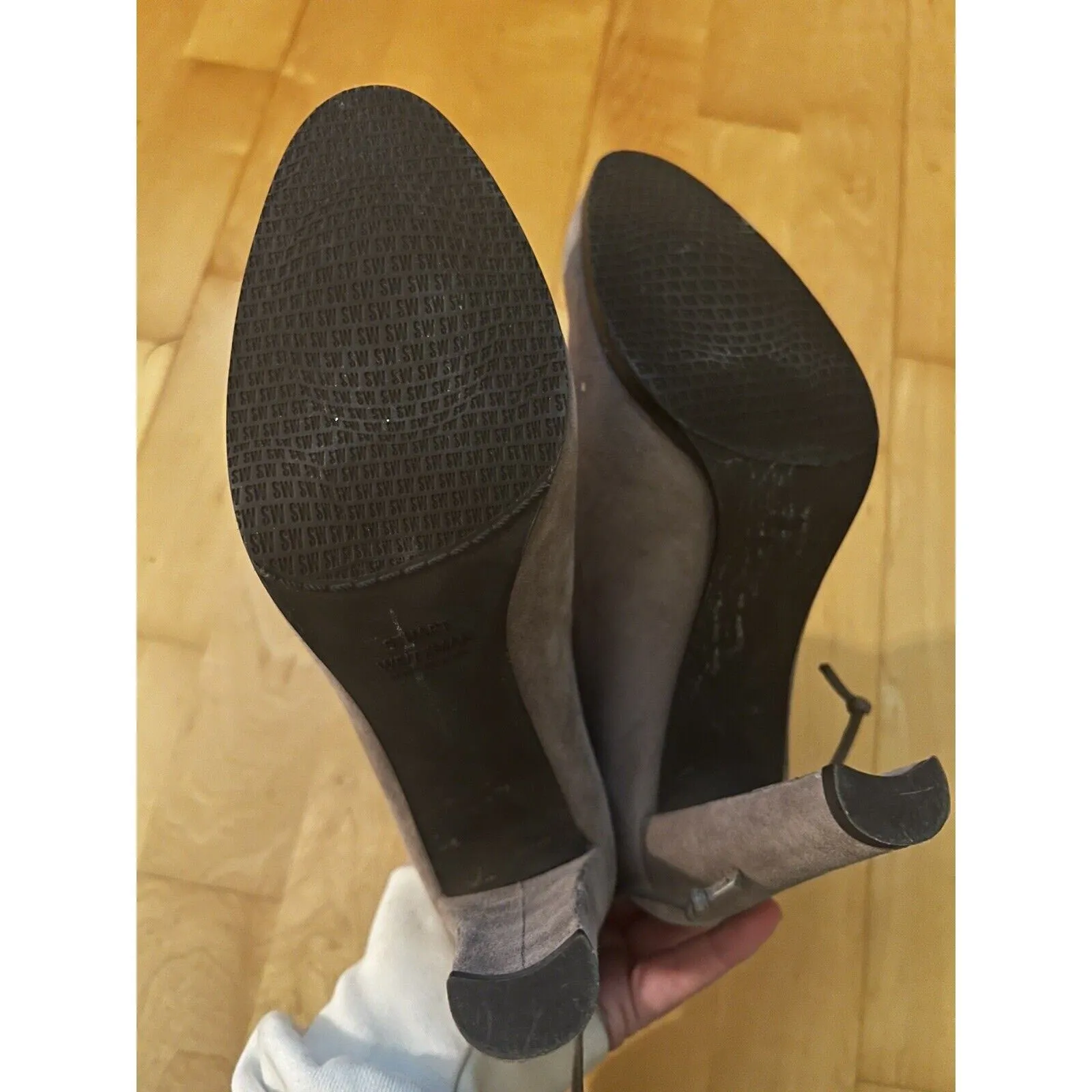 Stuart Weitzman Women's Mitten Sock Gray Ankle Booties with Stiletto Heel, Size 8