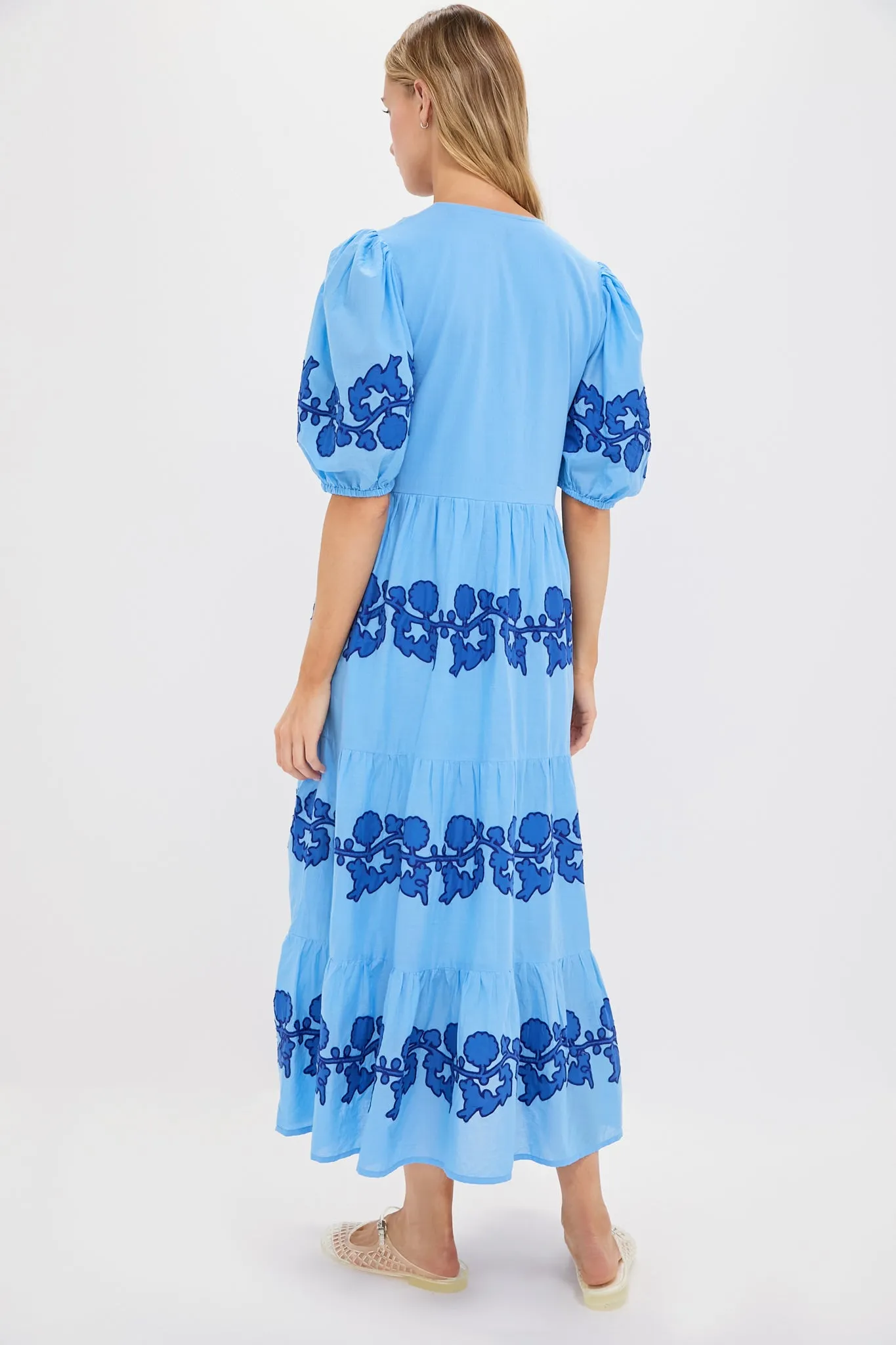 Tangier Blue Puff Sleeve Maxi Dress